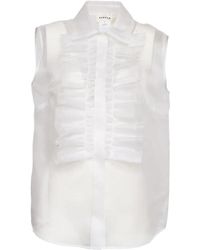 P.A.R.O.S.H. - P.A.R.O..H. ,Tops ,Wit ,Leer Shake Sleeveless Shirt - Lyst