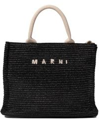 Marni - Tassen ,Zwart ,Geweven Tote Bag Met Touw Handvatten - Lyst
