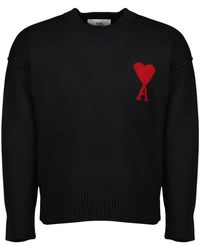 Ami Paris - Truien & Vesten ,Zwart ,Wol Adc Crewneck Sweater - Lyst