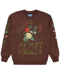 Market - Hoodies & Sweatvesten ,Bruin ,Katoen Sweatshirt Met Lange Mouwen En Ronde Hals - Lyst