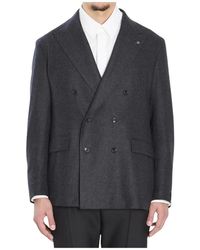 Tagliatore - Double-Breasted Textured Blazer - Lyst
