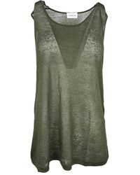 P.A.R.O.S.H. - Tops ,Groen ,Linnen Militaire Stijl Linnen Top - Lyst