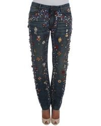 Dolce & Gabbana - Crystal Roses Heart Embellished Jeans - Lyst