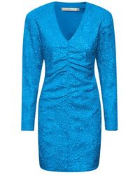 Gestuz - Kleedjes ,Blauw ,Polyester Bloemen Party Jurk Met Lange Mouwen - Lyst
