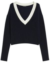 Pennyblack - Truien & Vesten ,Blauw ,Katoen Blauwe Katoenen V-Hals Trui Tania - Lyst