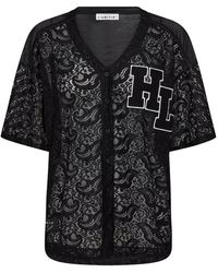 Haute L'Amitié - Schwarzes Spitzen-Tee-Top Mit V-Ausschnitt - Lyst