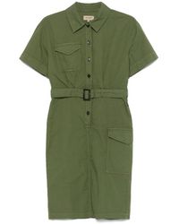 Woolrich - Kleedjes ,Groen ,Groene Jurk Met Knoopsluiting En Borstzak - Lyst