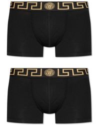 Versace - Ondergoed ,Zwart ,Katoen Twee-Pack Boxershorts Met Logo - Lyst