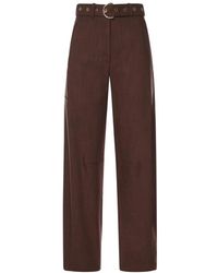 Pinko - Broeken ,Bruin ,Leer Straight Broeken - Lyst
