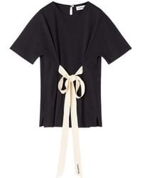 Lanvin - Tops ,Zwart ,Katoen T-Shirt Met Ceintuur - Lyst