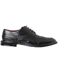 Dolce & Gabbana - Black Leather Oxford Wingtip Formal Derby Shoes - Lyst