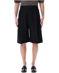 Studio Nicholson - Korte Broeken ,Zwart ,Katoen Bermuda Shorts Voor Mannen En Vrouwen - Lyst