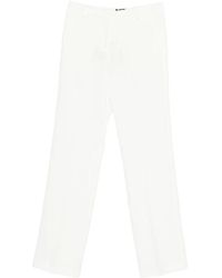 Pinko - Broeken ,Wit ,Leer Pantalon Van Canvas Met Geperste Plooien - Lyst