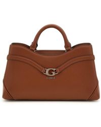Guess - Cognac Schultertasche Mit Reißverschluss - Lyst