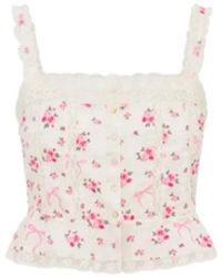 LoveShackFancy - Baumwolle Rose & Schleife Cami Top - Lyst