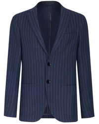 Etro - Jassen ,Blauw ,Katoen Jacquard Katoenen Jersey Jas - Lyst