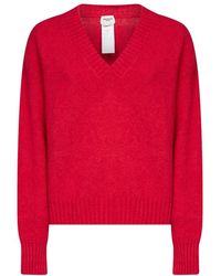 Weekend by Maxmara - Truien & Vesten ,Rood ,Katoen Visita V-Neck Sweater - Lyst