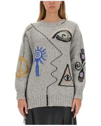 Stella McCartney - Truien & Vesten ,Veelkleurig ,Folk Artwork Gebreide Trui - Lyst