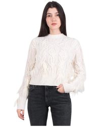 Vince - Feather Embelished Cable Crew Neck Sweater cream V912079335 - S - Lyst