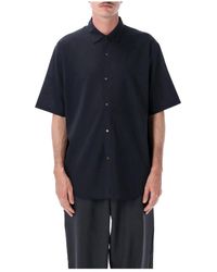Goldwin - Overhemden ,Grijs ,Wol High Twisted Wool Relax S/S Shirt - Lyst