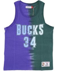 Mitchell & Ness - Fitness ,Veelkleurig ,Katoen Nba Vertical Tie Dye Tank - Lyst