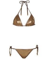 Balmain - Bikini a triangolo metallizzato - Lyst