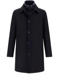 Herno - Jassen ,Blauw ,Wol Single-Breasted Coat - Lyst