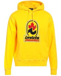 DSquared² - Hoodies & Sweatvesten ,Geel ,Katoen Hoodie - Lyst