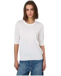 Repeat Cashmere - Feinstrick-Kurzarmpullover Aus Baumwollmischung - Lyst