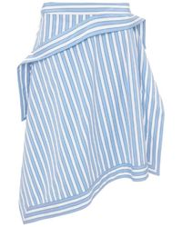 JW Anderson - Falda de algodón a rayas con detalle de panel drapeado - Lyst