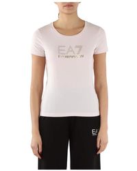 EA7 - Baumwoll- und modal-t-shirt mit frontlogo - Lyst