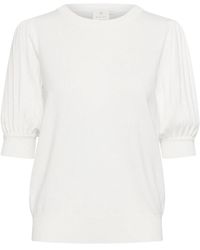 Kaffe - Truien & Vesten ,Wit ,Nylon Round-Neck Truien - Lyst