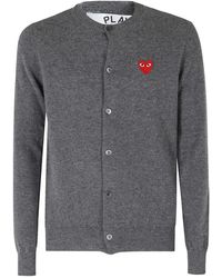 COMME DES GARÇONS PLAY - Ronde Hals Cardigan Rood Embleem - Lyst