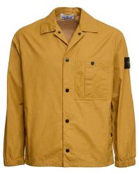 Stone Island - Dubbel Gecoat Katoenen Ripstop Overshirt - Lyst