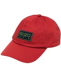 KENZO - Rote kappe mit besticktem logo - Lyst