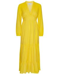 American Dreams - Einfarbig baumwolle gelb langes kleid - Lyst
