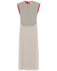 Ami Paris - Kleedjes ,Grijs ,Polyester Geplooide Jurk - Lyst
