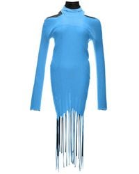 Bottega Veneta - Halterneck Jurk Met Ribbels En Franjes - Lyst