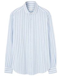Xacus - Blau Gestreiftes Technisches Hemd - Lyst