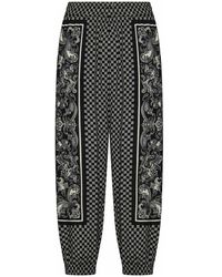 Balmain - Pantaloni casual in viscosa nera con mini stampa monogramma - Lyst