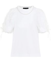 Simone Rocha - Perlen tüll overlay t-shirt in weiß/perle - Lyst