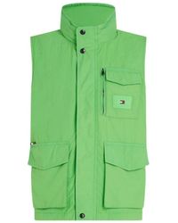 Tommy Hilfiger - Jassen ,Groen ,Katoen Utility Mouwloos Vest - Lyst