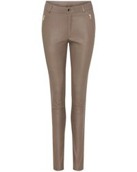 Notyz - Saddle Zip Leggings Taupe Goud Acc - Lyst