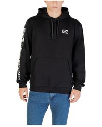 EA7 - Hoodies & Sweatvesten ,Zwart ,Katoen Hoodie Met Ea7 Design - Lyst