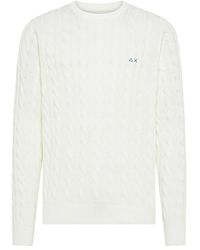 Sun 68 - Truien & Vesten ,Wit ,Katoen Cable Knit Sweater L/S - Lyst