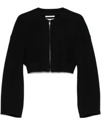 Sportmax - Schwarze reißverschluss vorne cropped jacke - Lyst