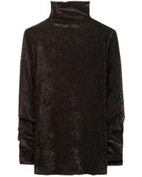 Luisa Cerano - Truien & Vesten ,Bruin ,Polyester Samt-Turtleneck-Shirt - Lyst