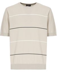 Peserico - Beiges Poloshirt Mit Streifenmuster - Lyst