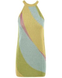 Akep - Kleedjes ,Veelkleurig ,Katoen Korte Jacquard Golven Jurk - Lyst