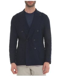 Paoloni - Dubbelbreasted Textuur Katoenen Jas - Lyst